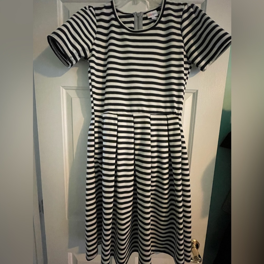 LuLaRoe short sleeve striped dress with pockets size medium